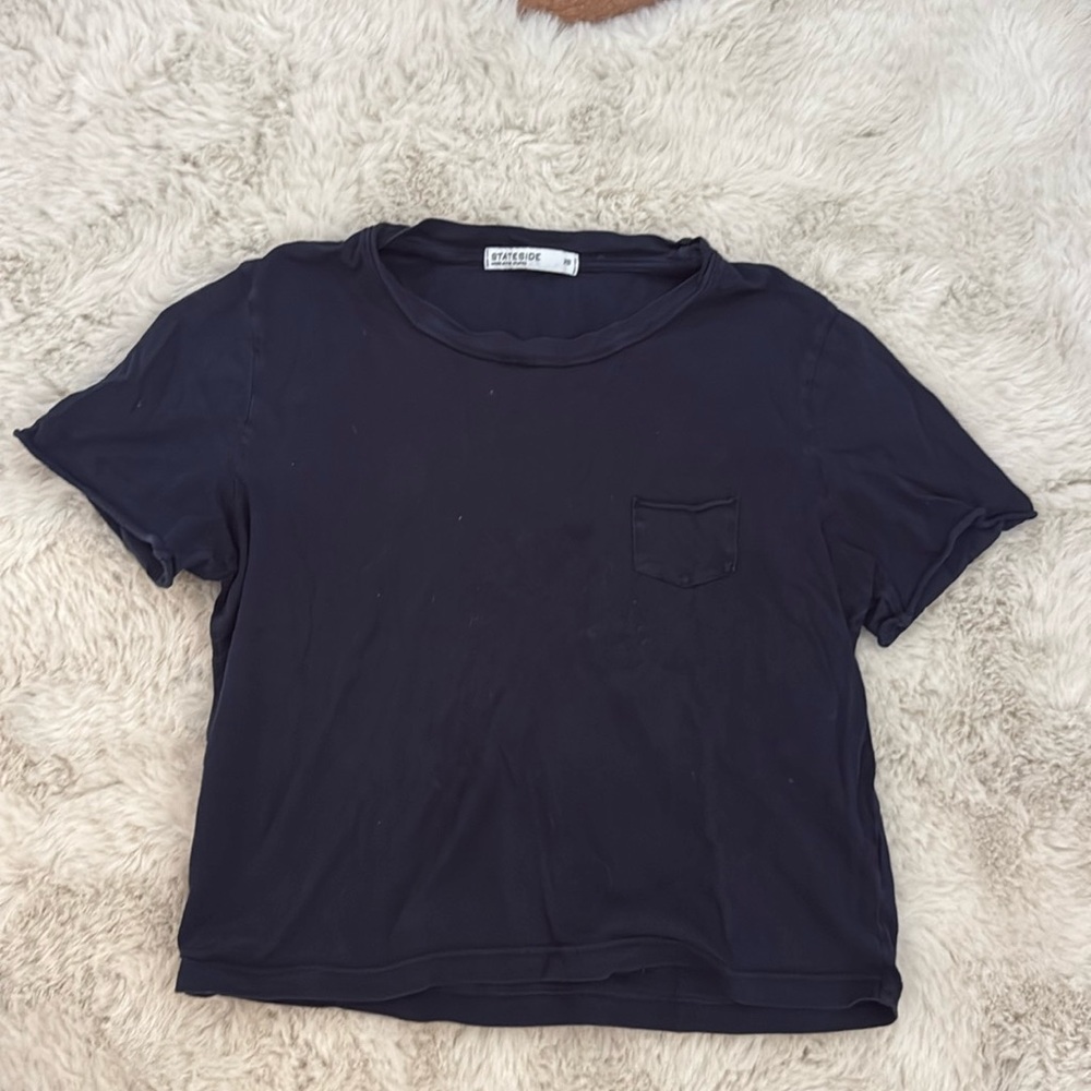 Stateside Cropped Navy Blue T-Shirt